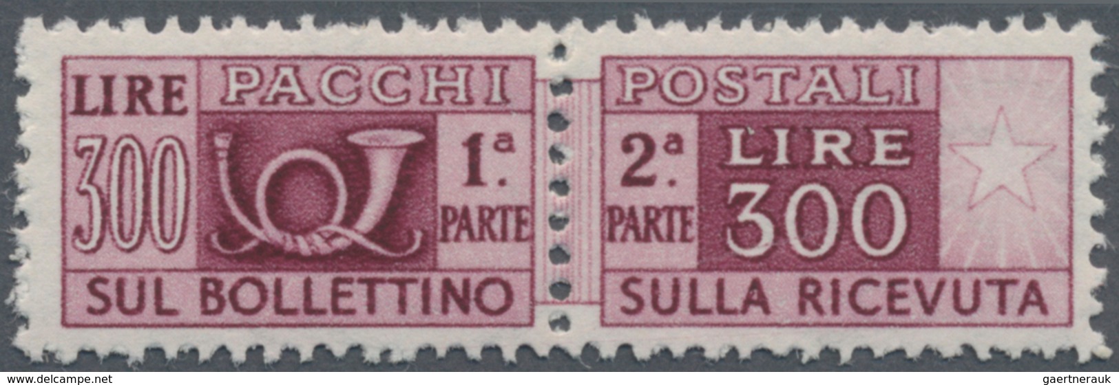 Italien - Paketmarken: 1948, 300 L Brownish Purple Mint Never Hinged (Sass. 1.500.-) ÷ 1948, 300 L, - Postpaketten