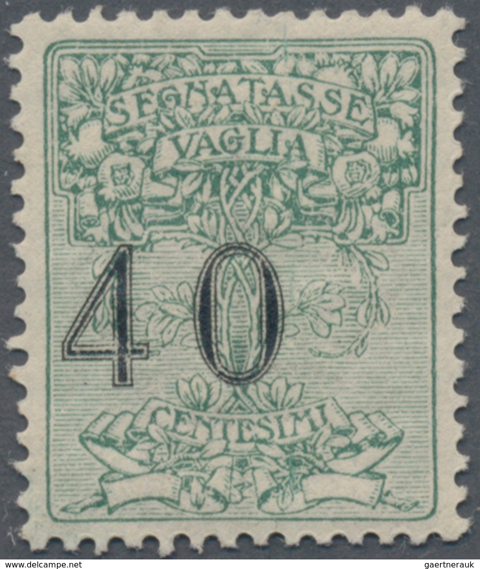Italien - Postanweisungsmarken: 1924. 40 C Green With Shifted Cipher (to The Left). Sassone For This - Insured