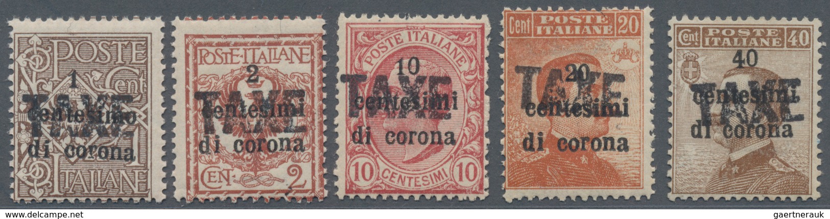 Italienische Besetzung 1918/23 - Trentino: 1918/19. Italian Definitives, 1 C - 40 C (5 Values), Over - Trento