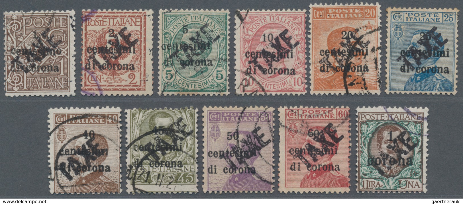 Italienische Besetzung 1918/23 - Trentino: 1919: Italian Definitives, Eleven Values, 1 C - 1 L , Ove - Trentino