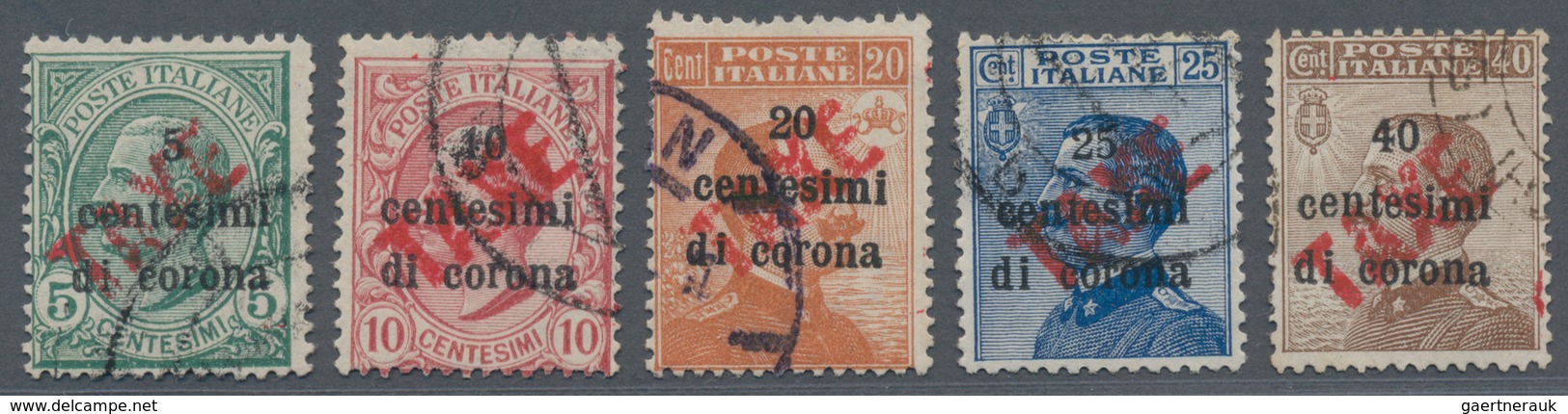 Italienische Besetzung 1918/23 - Trentino: 1919: Italian Definitives, Five Values, 5 - 40 Centesimi, - Trento