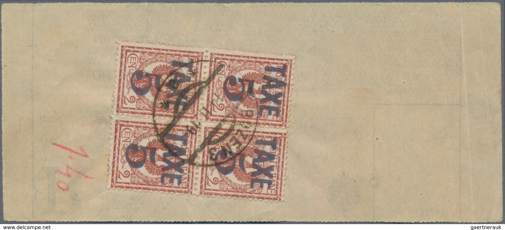 Italienische Besetzung 1918/23 - Trentino: POSTAGE DUES: 1919, "TAXE 5" On 2c. Red-brown, Block Of F - Trente