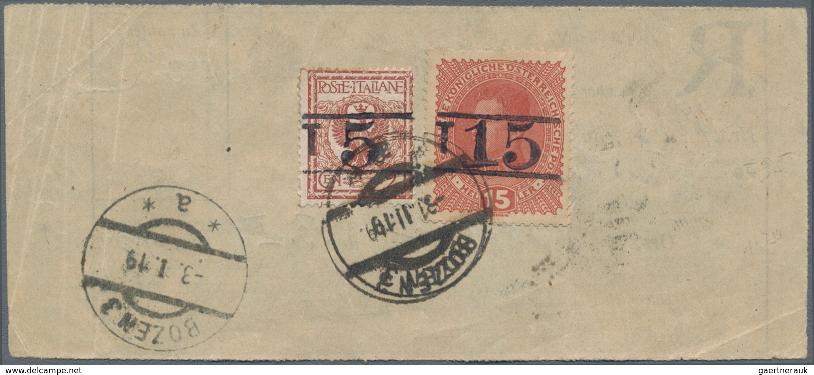 Italienische Besetzung 1918/23 - Trentino: POSTAGE DUES: 1919, "T 5" On 2c. Red-brown And "T 15" On - Trentino