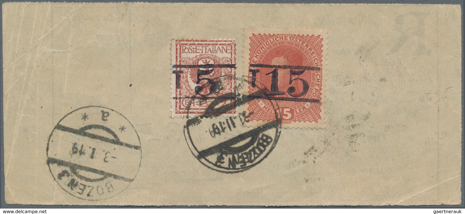 Italienische Besetzung 1918/23 - Trentino: POSTAGE DUES: 1919, "T 5" On 2c. Red-brown And "T 15" On - Trento