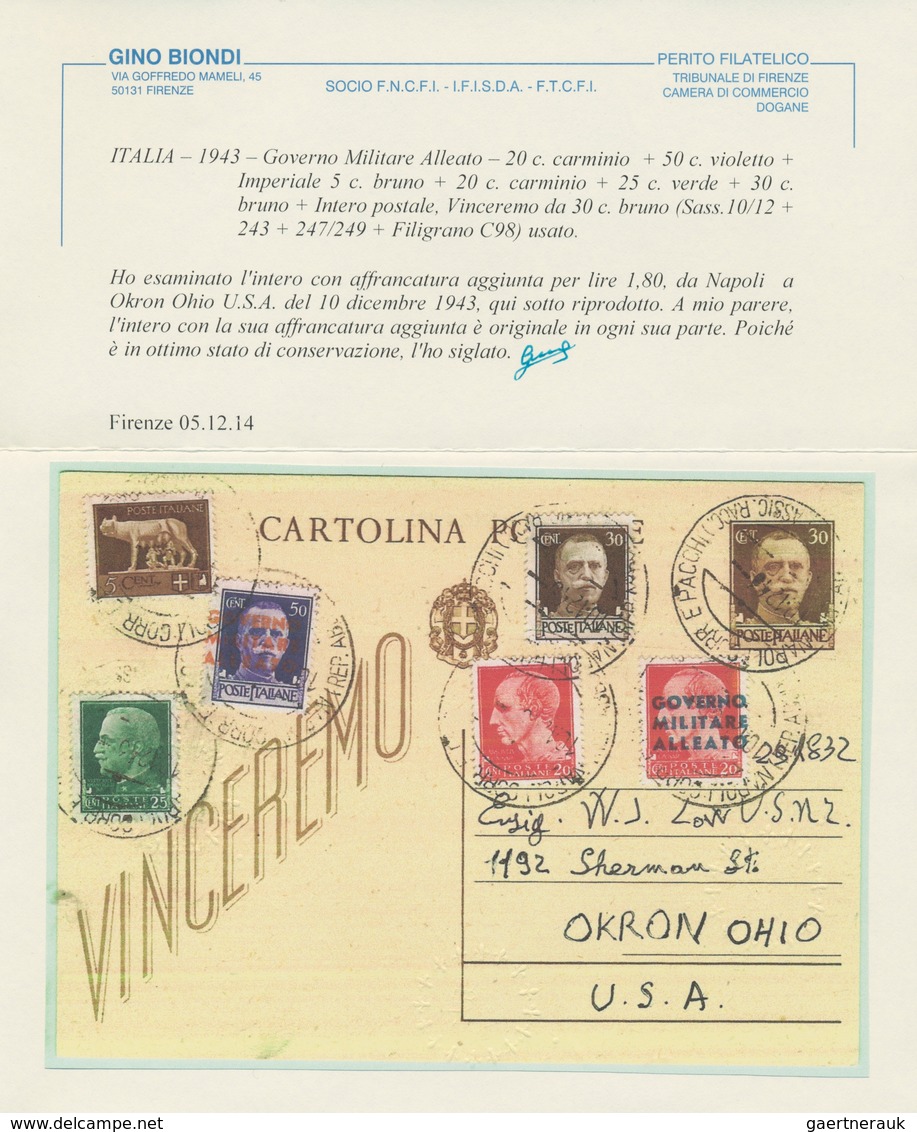Italien - Alliierte Militärregierung - Neapel: 1943, 10. Dec. Italian Postal Stationery 30 C Brown " - Anglo-Amerik. Bez.: Naples