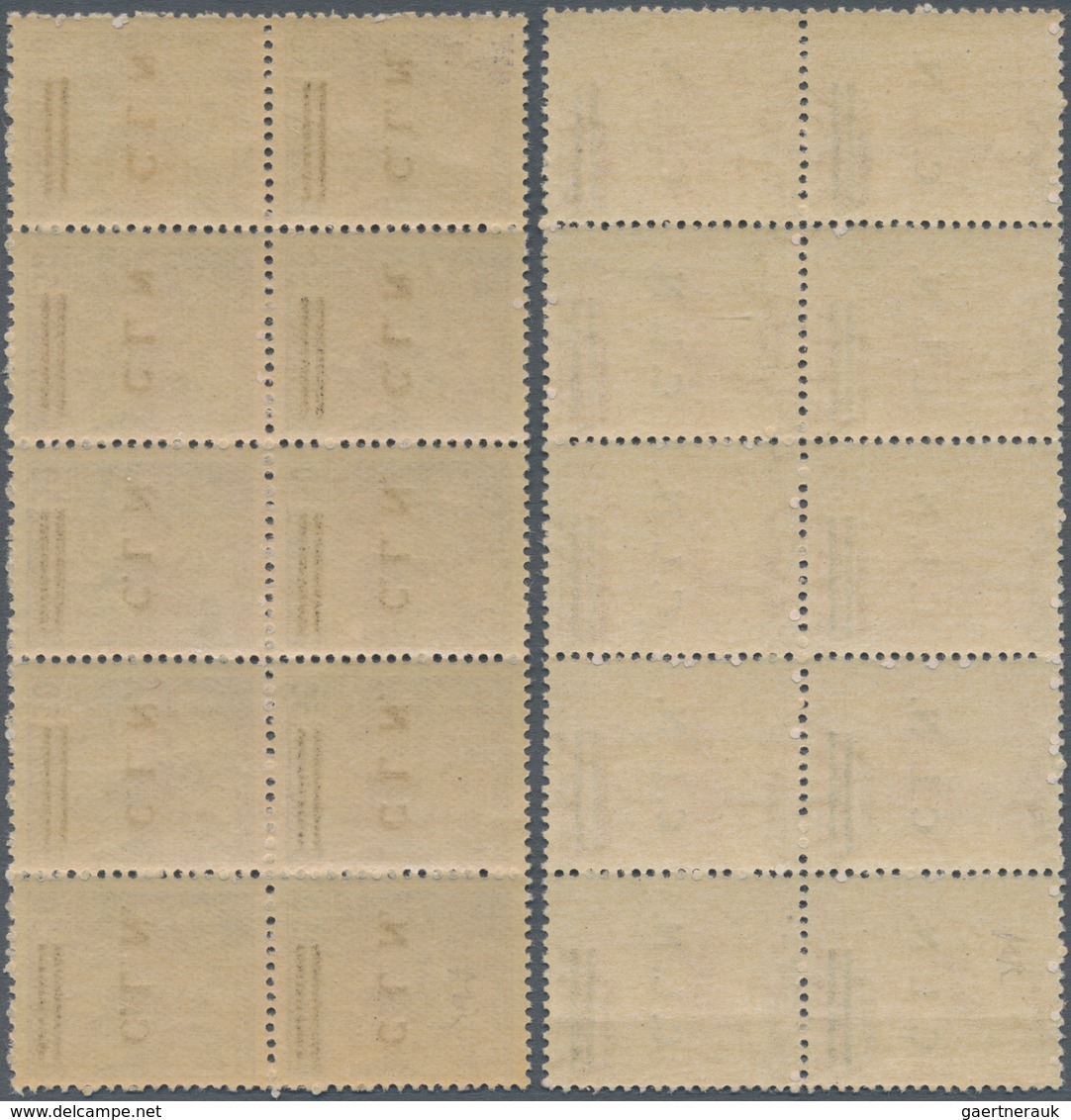 Italien - Lokalausgaben 1944/45 - Torino: 1944, 20 C To 75 C Overprint Stamps In Blocks Of Ten (30 C - Nationales Befreiungskomitee