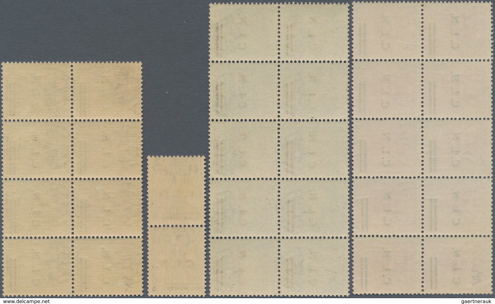 Italien - Lokalausgaben 1944/45 - Torino: 1944, 20 C To 75 C Overprint Stamps In Blocks Of Ten (30 C - Nationales Befreiungskomitee