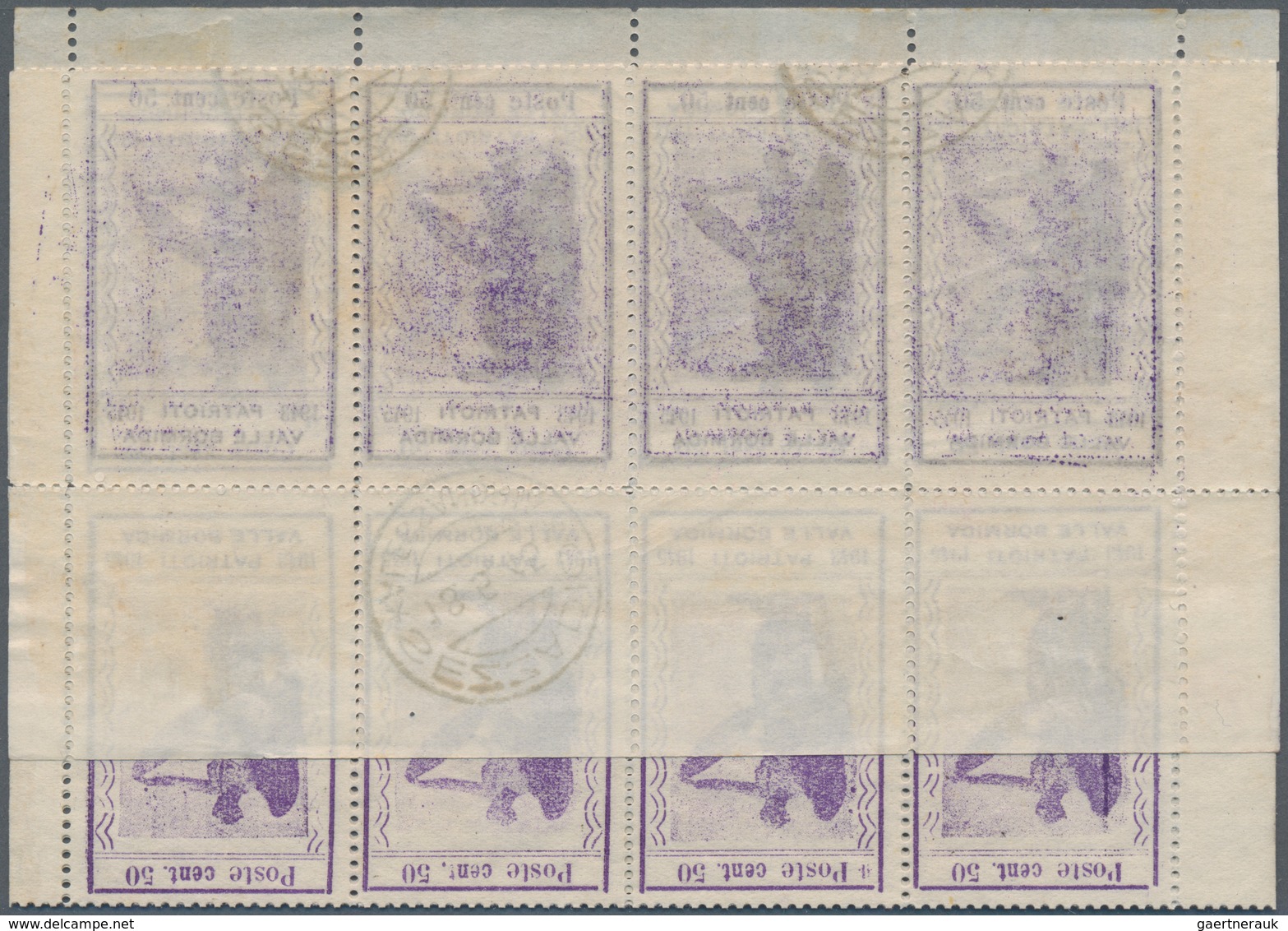 Italien - Lokalausgaben 1944/45 - Valle Bormida: 1945, 50 Cent. Violet Original Sheet Of 20 Items (2 - Centraal Comité Van Het Nationaal Verzet (CLN)