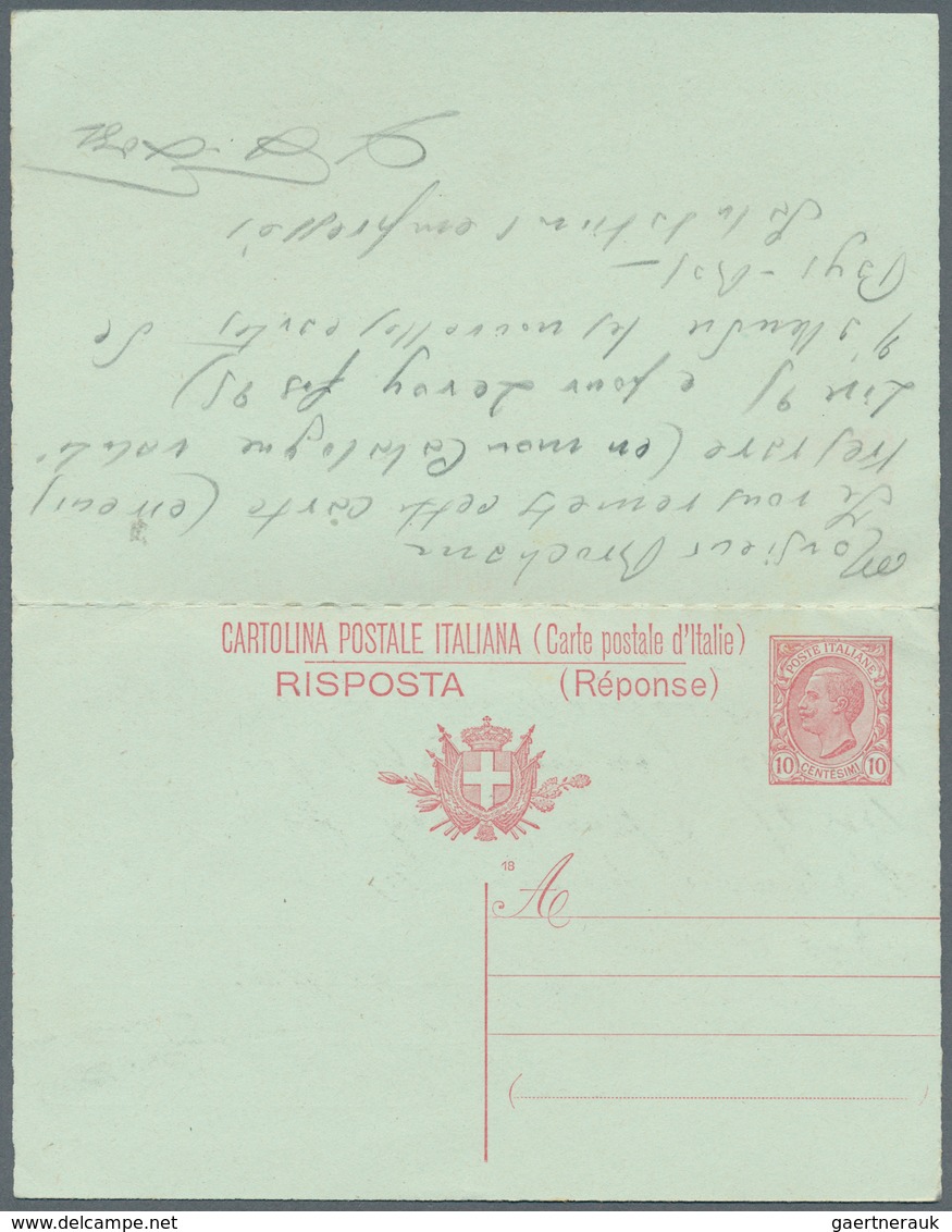 Italien - Ganzsachen: 1918, King Emanuel II, 10 C. Postal Stationery Double Card With Print Error: " - Stamped Stationery