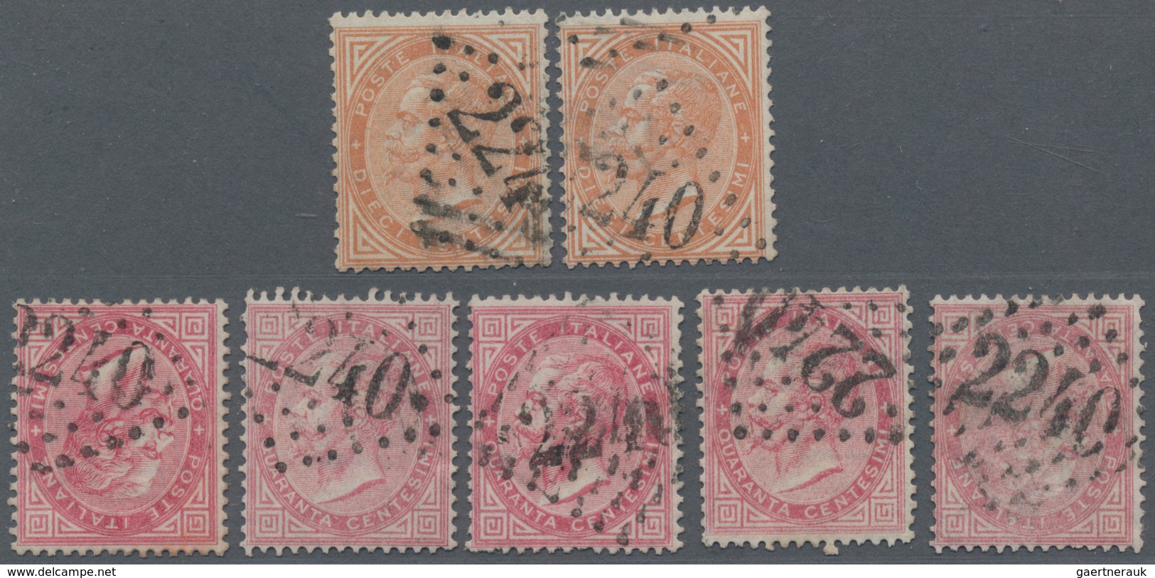 Italien - Stempel: 1863 (ca.): "2240", Numeral Killer Of Marseille. Small Lot Of 2 X 10 C Ocre And 5 - Poststempel