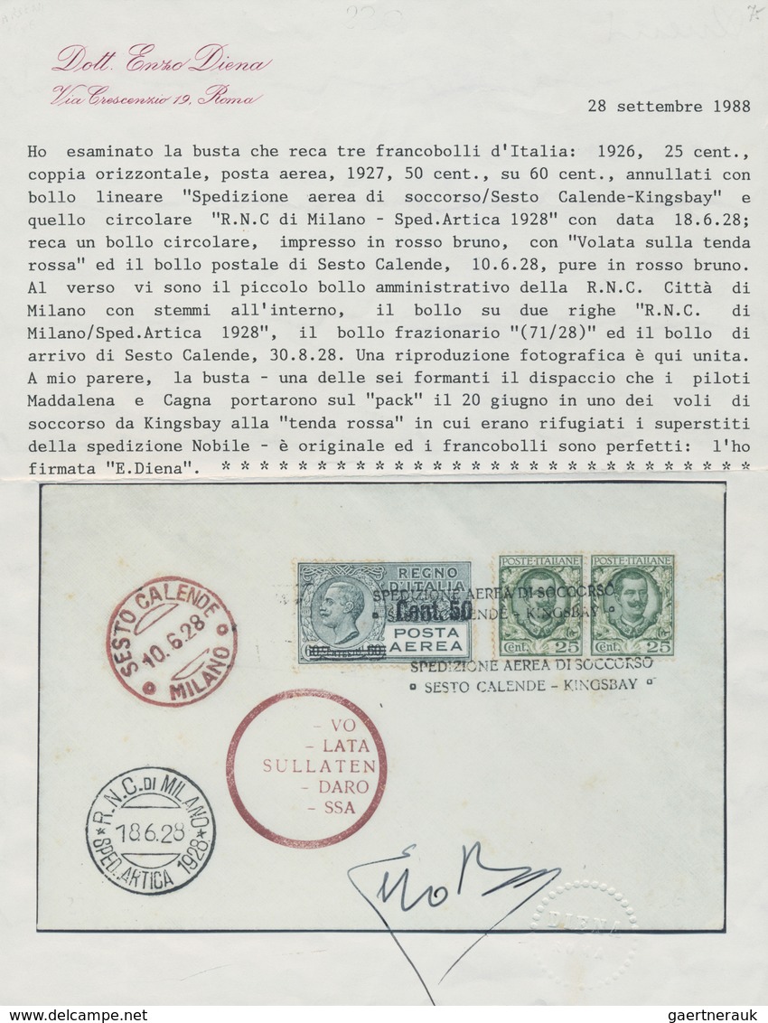 Italien - Besonderheiten: 1928, Polarfahrt Mit Dem Ballon "Italia", Frankiert Mit 2 X 25 C. Floreale - Zonder Classificatie