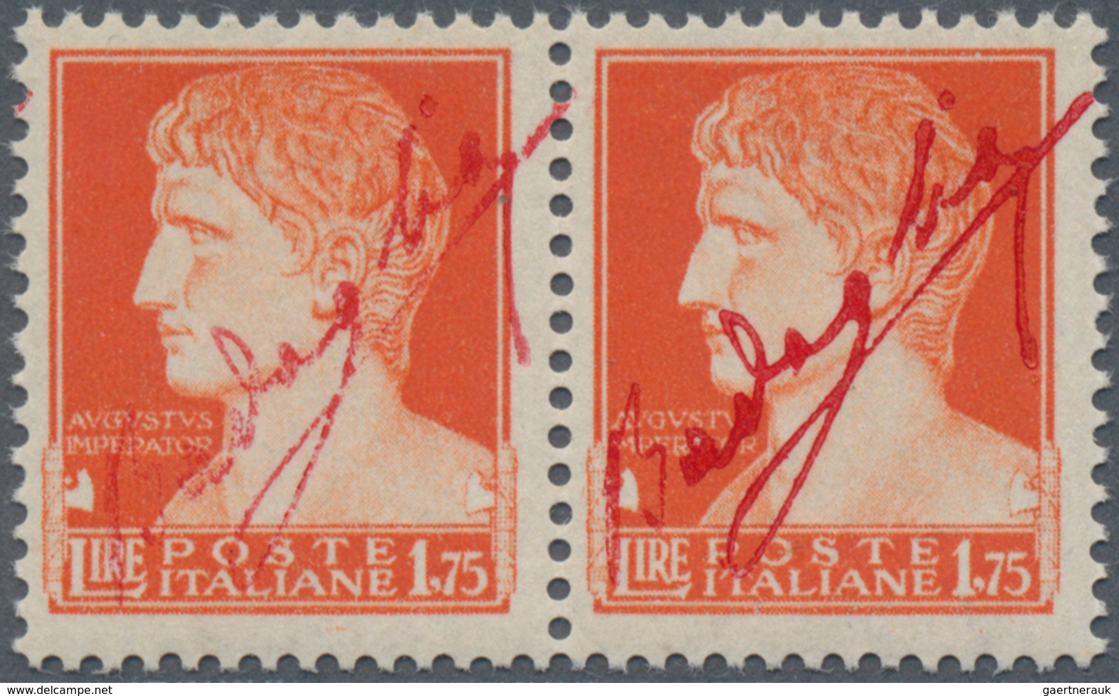 Italien - Besonderheiten: 1943, "Badoglio", Red Overprint On 1.75l. Orange, Vertical Pair, Unmounted - Zonder Classificatie