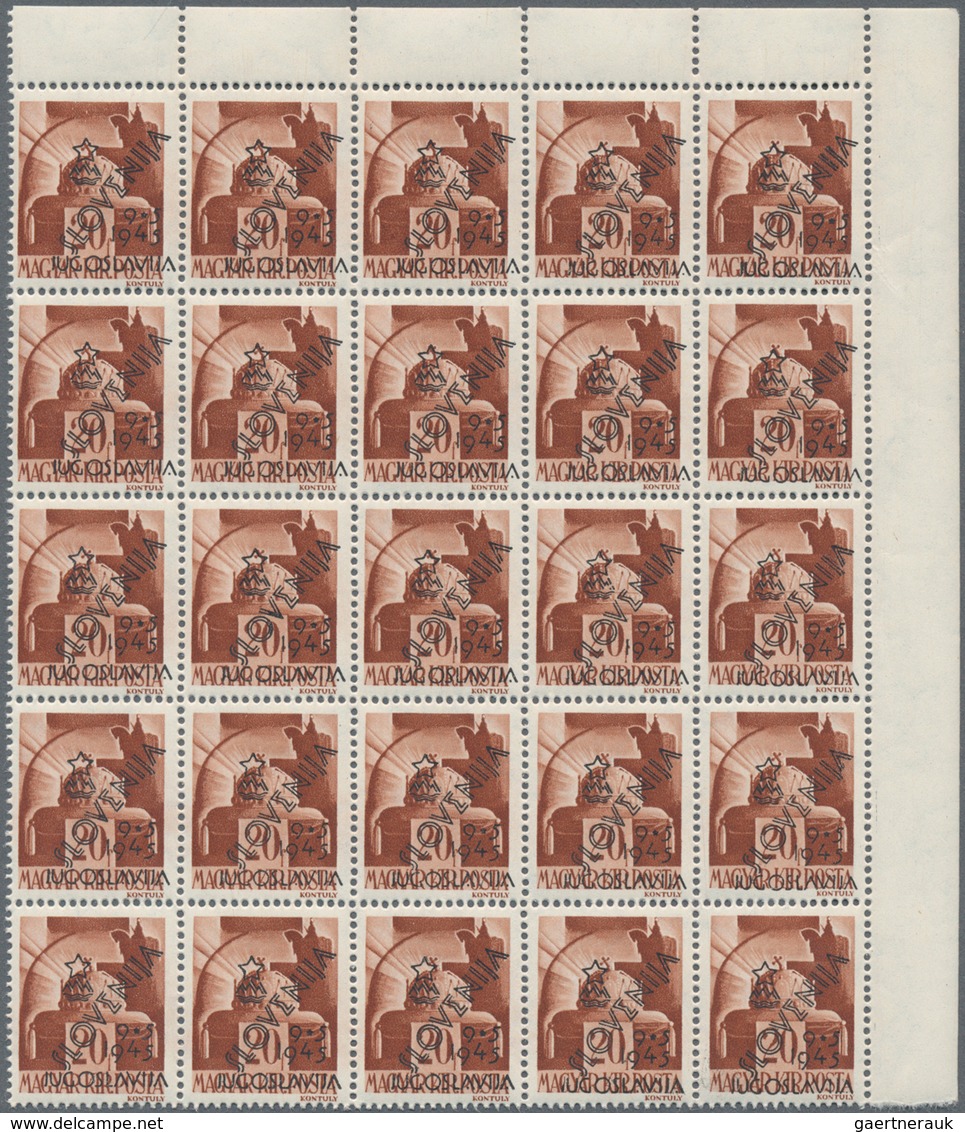 Jugoslawien - Volksrepubliken 1945: Slowenien: 1945, Hungary Stamps Optd. ‚SLOVENIJA / 9*5/1945 / JU - Other & Unclassified