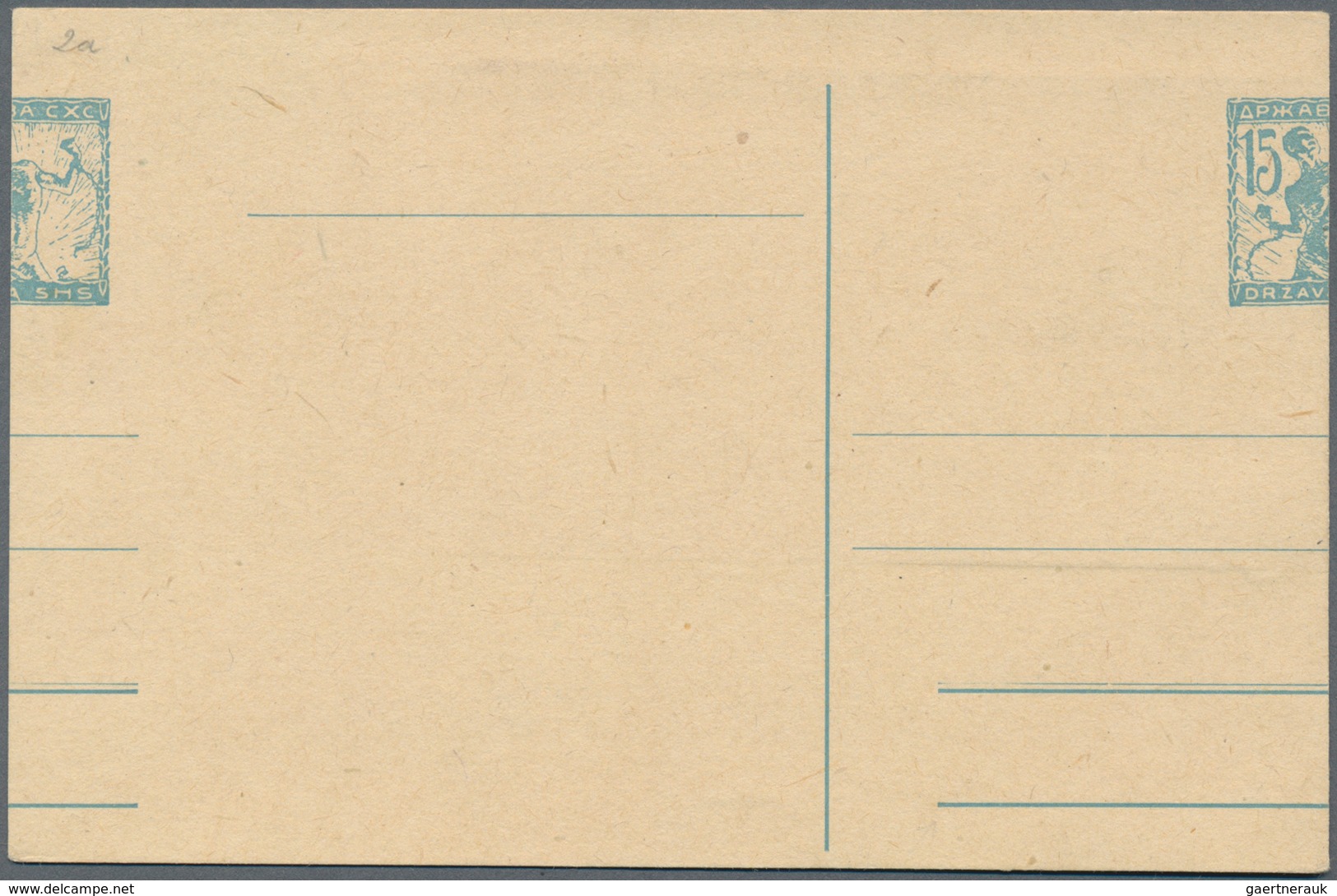 Jugoslawien - Ganzsachen: 1919/1921, 15 Vin Blue An 25 Pa Green Postal Stationery Cards Each With St - Postal Stationery