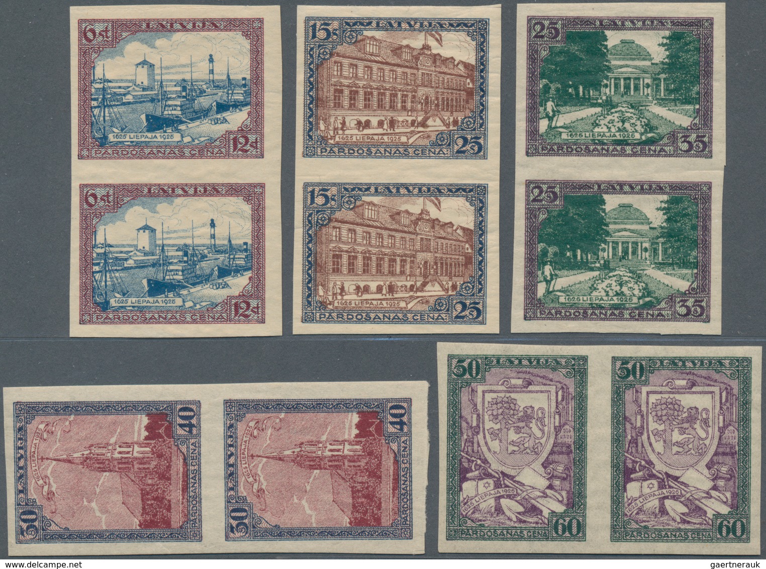 Lettland: 1925, 300 Years Town Libau, Freshly Baptized Mint NH Couples, 15 S With Rare Watermark "le - Letland