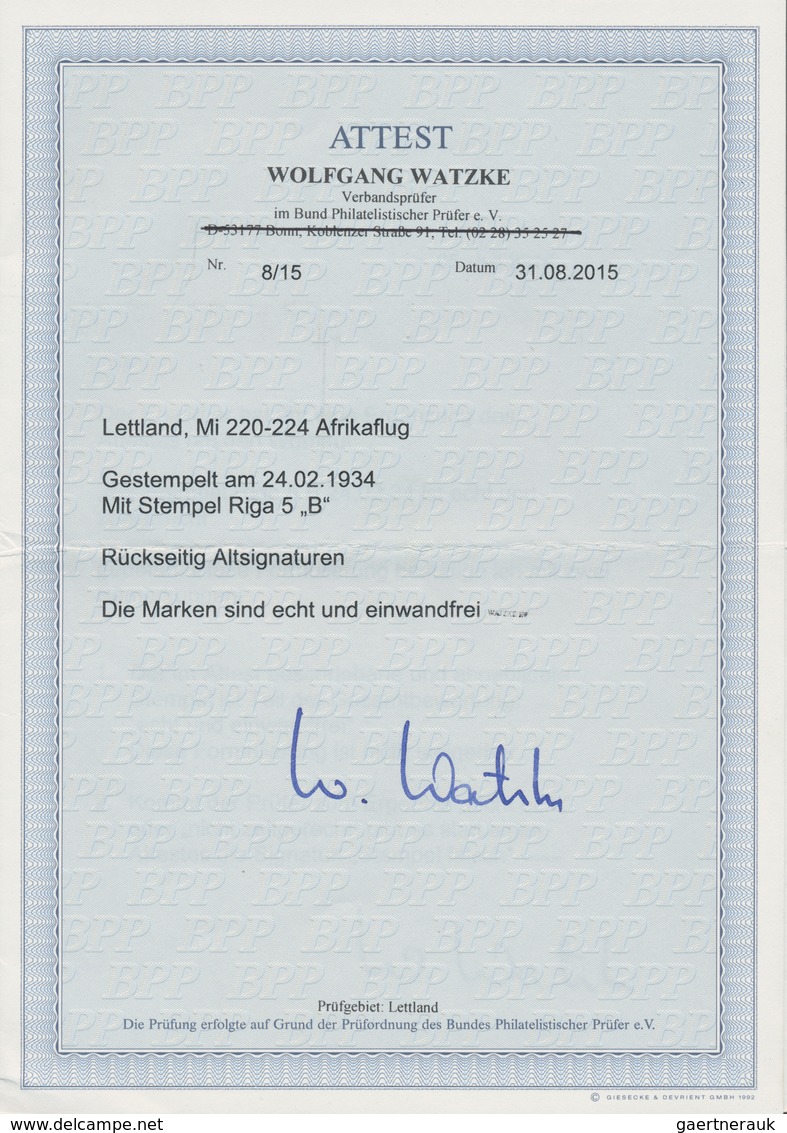 Lettland: 1933, First Flight Latvia-Gambia, Exceptionally Nice Luxury Margin Set, Each Crystal Clear - Latvia