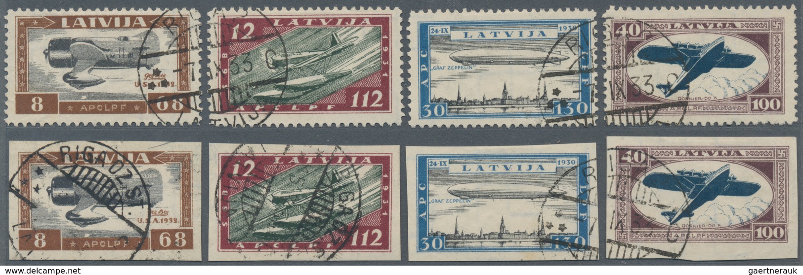 Lettland: 1933, Relief Fund For Airmen Involved In Accidents, Two Stamped Sets, Perforated And Imper - Letland
