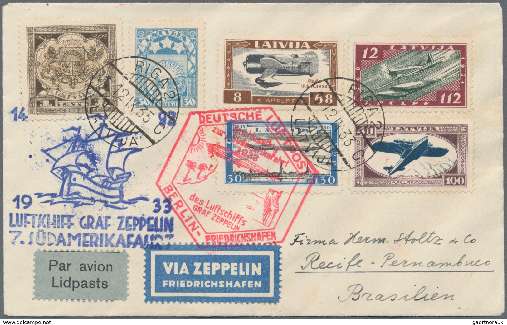 Lettland: 1933, Relief Fund For Airmen Involved In Accidents, 4 Values With Uprated Premium On Rare - Lettland