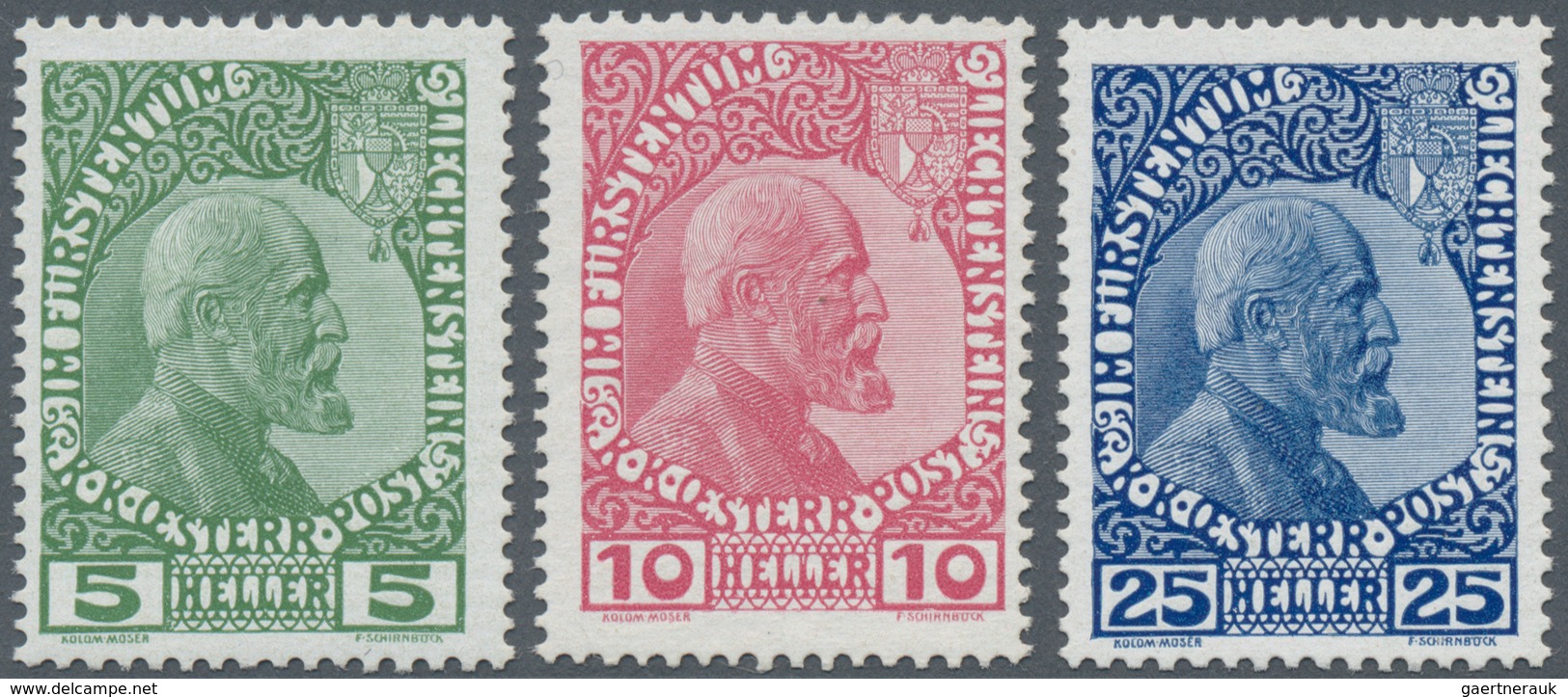 Liechtenstein: 1915, Freimarken 5 H. Bis 25 H. Ultramarin Auf Gestrichenem Papier, Kompletter Postfr - Unused Stamps