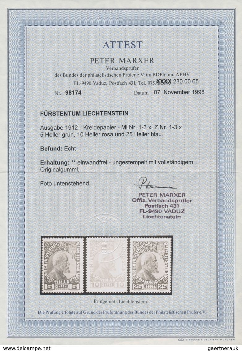 Liechtenstein: 1915, Freimarken 5 H. Bis 25 H. Ultramarin Auf Gestrichenem Papier, Kompletter Postfr - Unused Stamps