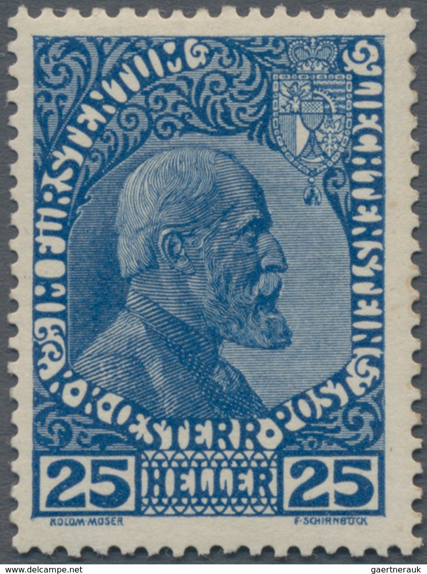 Liechtenstein: 1912/1916, Freimarken Fürst Johann, 25 H. Dunkelkobalt, Normales Papier, Farbtiefes, - Ungebraucht
