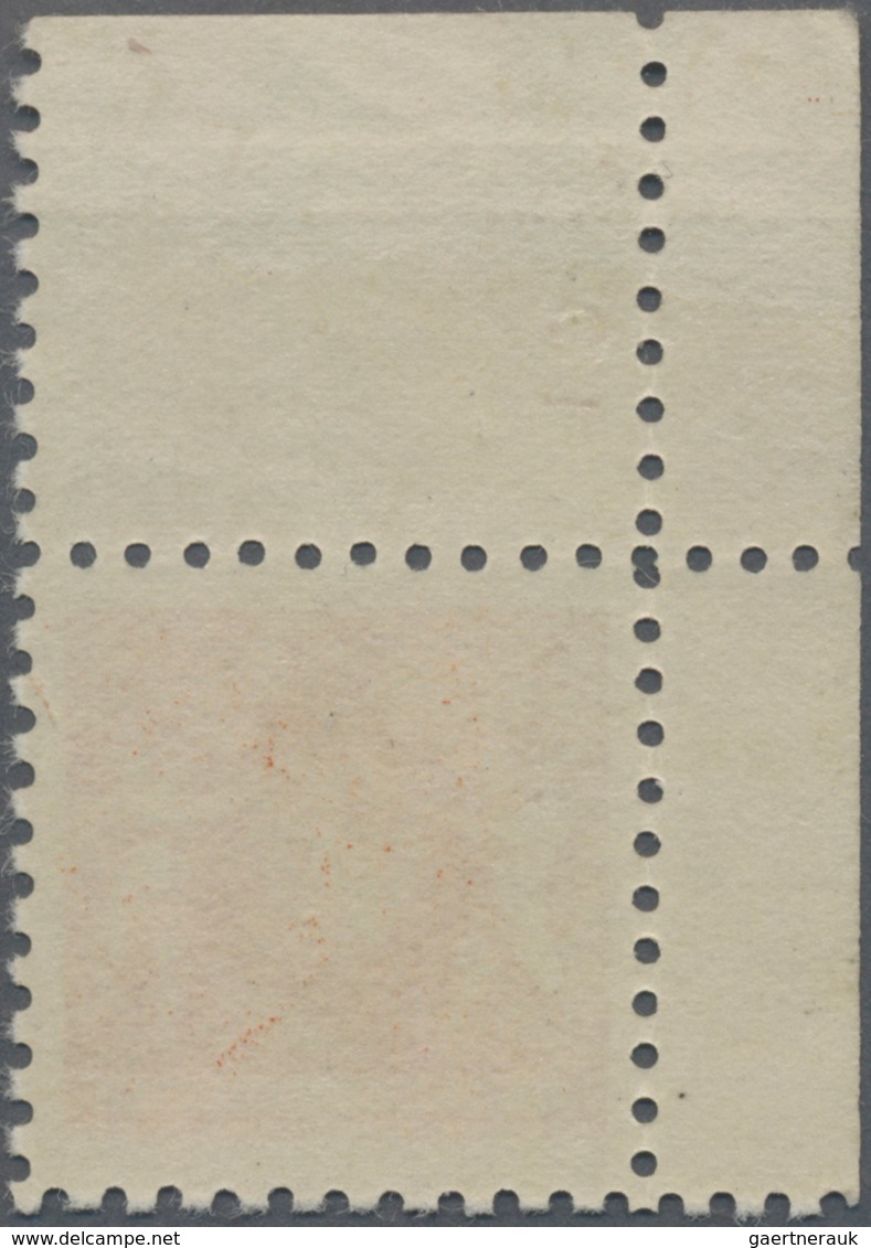 Liechtenstein: 1921, Freimarken Landeswappen, 3 Rp. Orange In Weiter Zähnung, Eckrandstück Links Obe - Unused Stamps