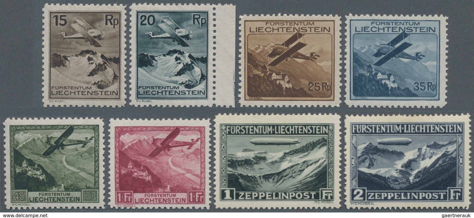 Liechtenstein: 1930/1931: Flugzeuge über Landschaften, Kompletter Postfrischer Satz, Signiert Caffaz - Ungebraucht