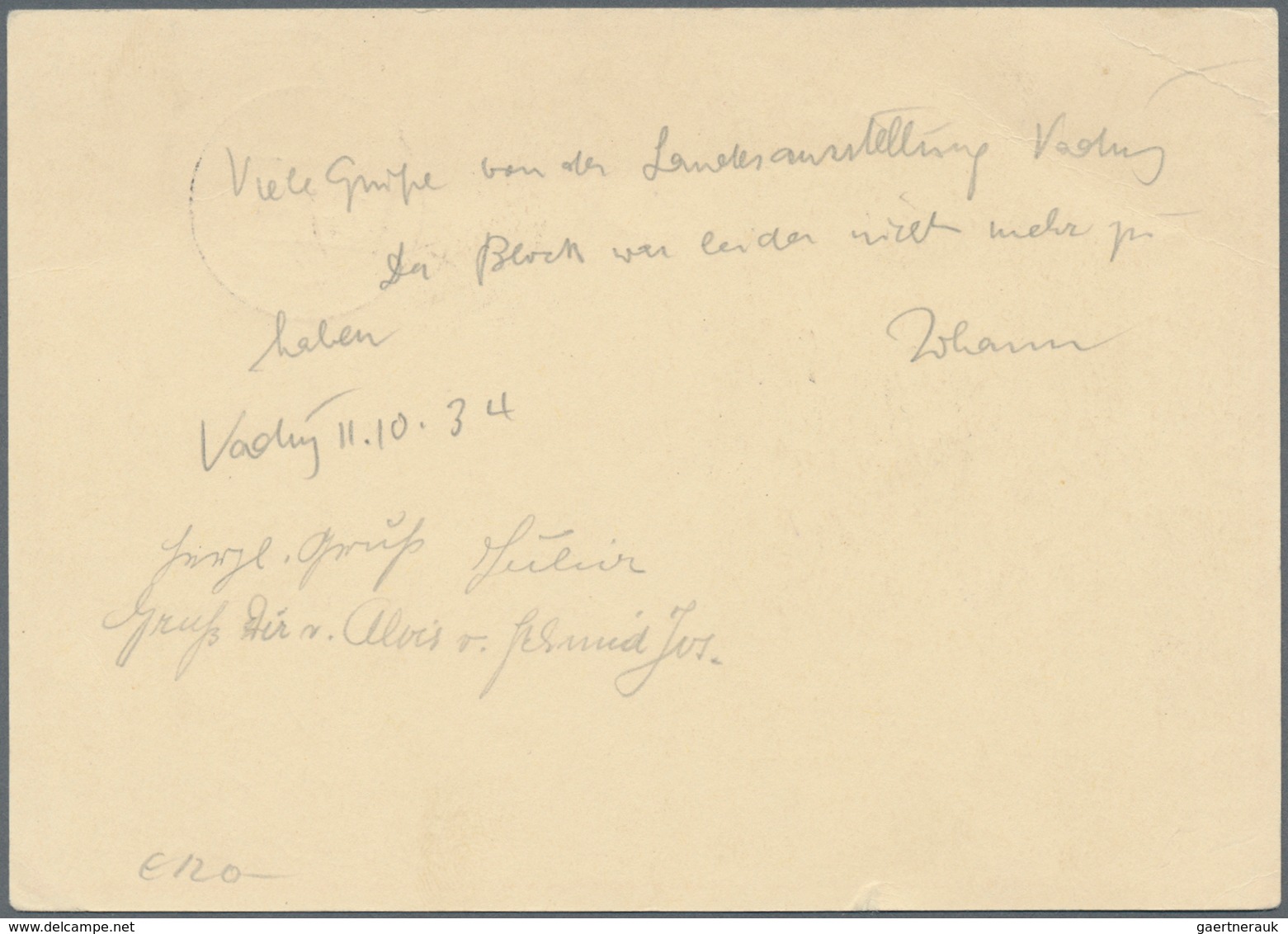 Liechtenstein - Ganzsachen: 1934, 20 Rp. Schloßhof,Bild Masescha, Bedarfskarte Mit LIBA-Ausstellungs - Interi Postali