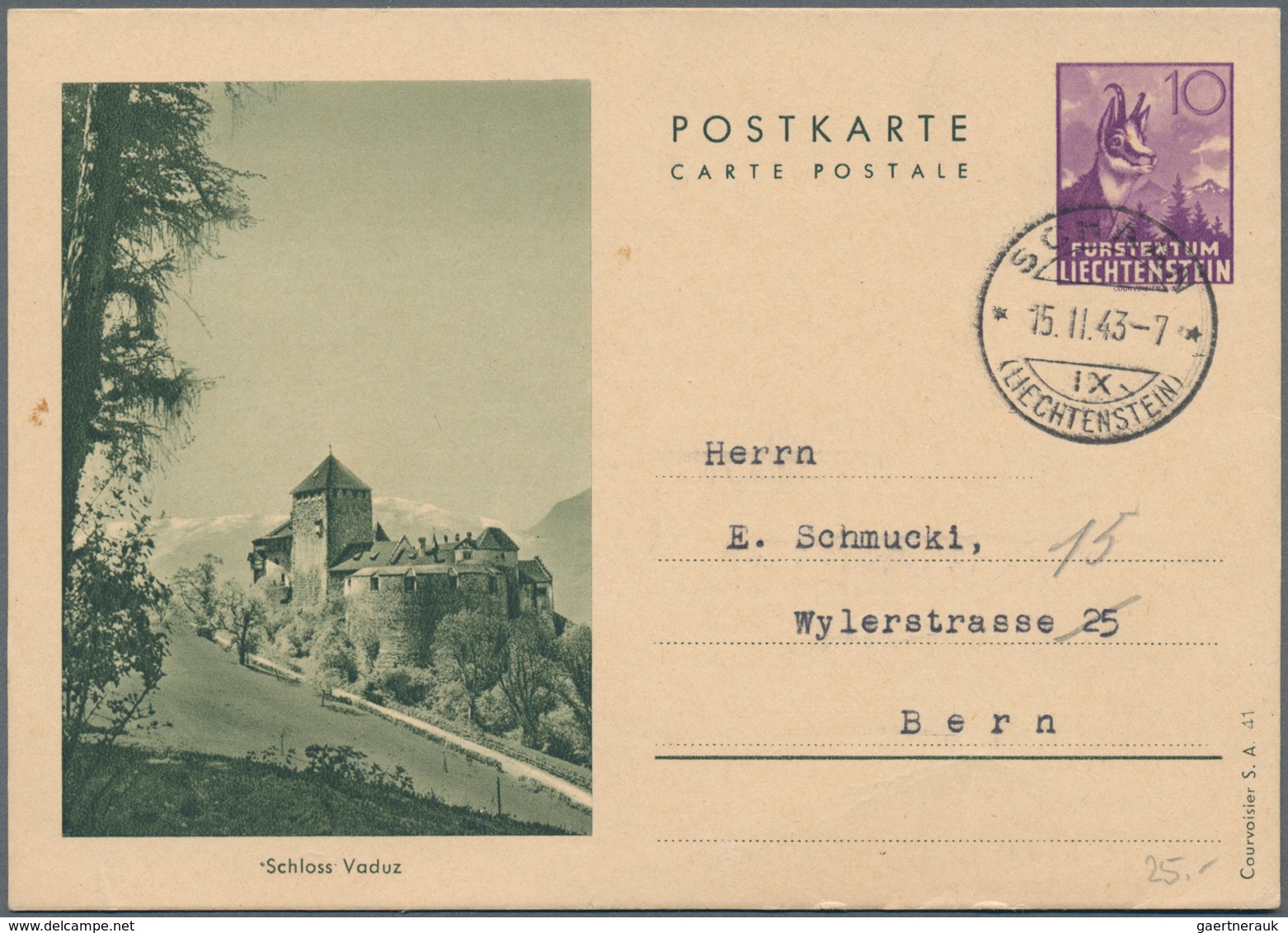 Liechtenstein - Ganzsachen: 1941, 10 Rp. Gämse Mit Druckvermerk S.A.41, Alle Bilder, 6 Verschiedene - Ganzsachen