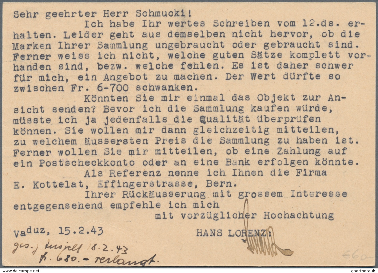 Liechtenstein - Ganzsachen: 1941, 10 Rp. Gämse mit Druckvermerk S.A.41, alle Bilder, 6 verschiedene