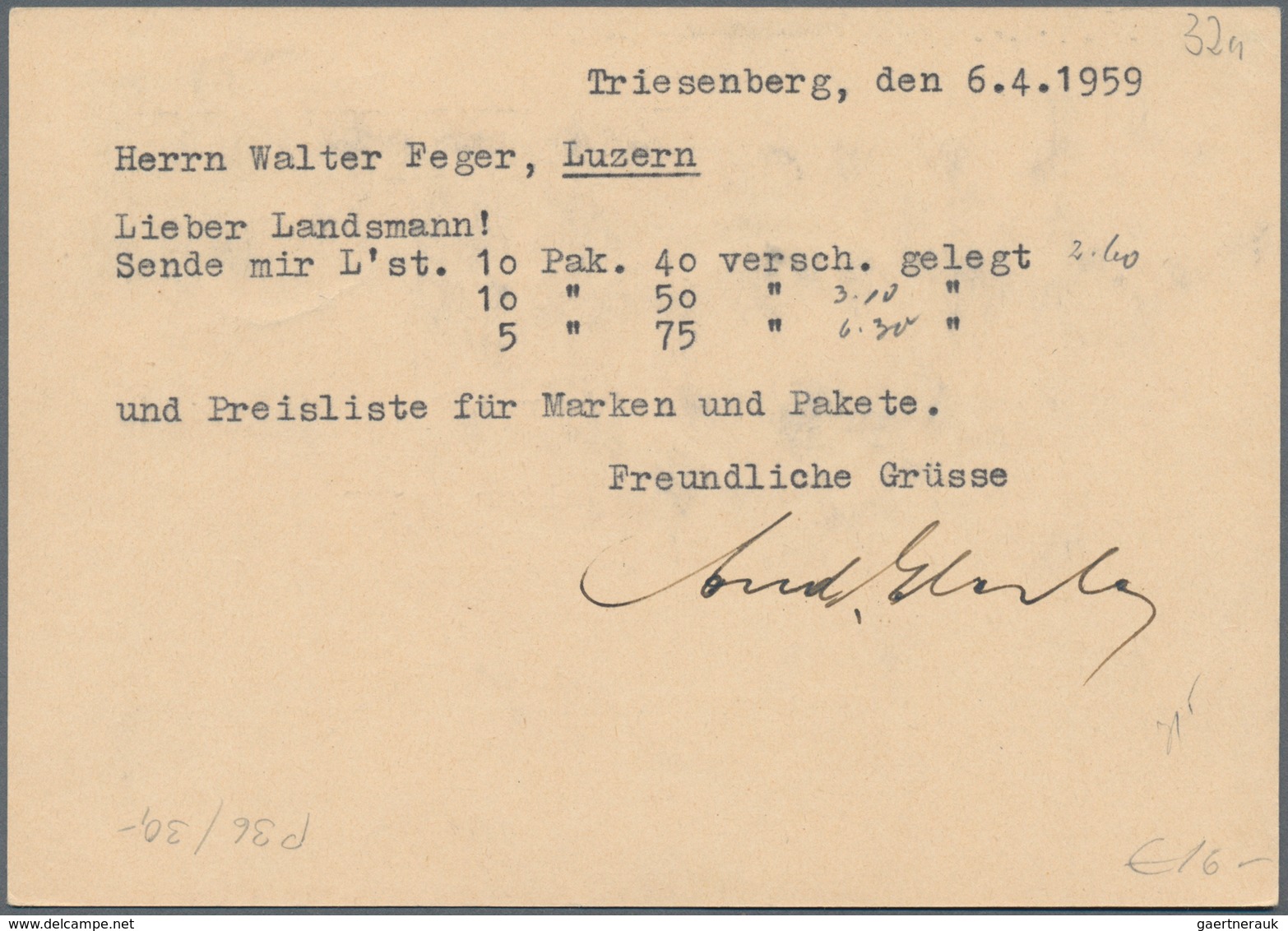 Liechtenstein - Ganzsachen: 1950, 10 Rp. Fürstenkrone Mit Druckvermerk S.A.1949, Alle 10 Bilder, Mei - Stamped Stationery