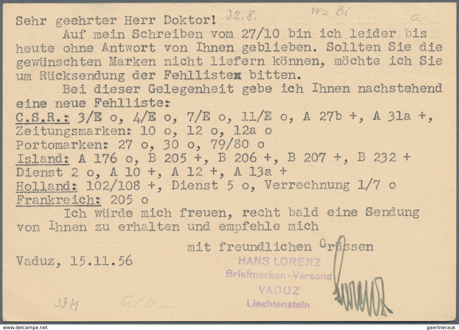 Liechtenstein - Ganzsachen: 1953, 10 Rp. Fürstenkrone mit Druckvermerk S.A.1953, alle 10 Bilder, mei