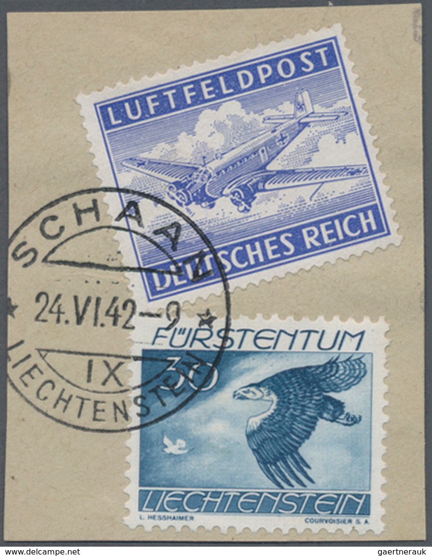 Liechtenstein - Besonderheiten: 1943, Deutsche Feldpost- Zulassungsmarke Für Luftpostbriefe Mit FL 3 - Other & Unclassified