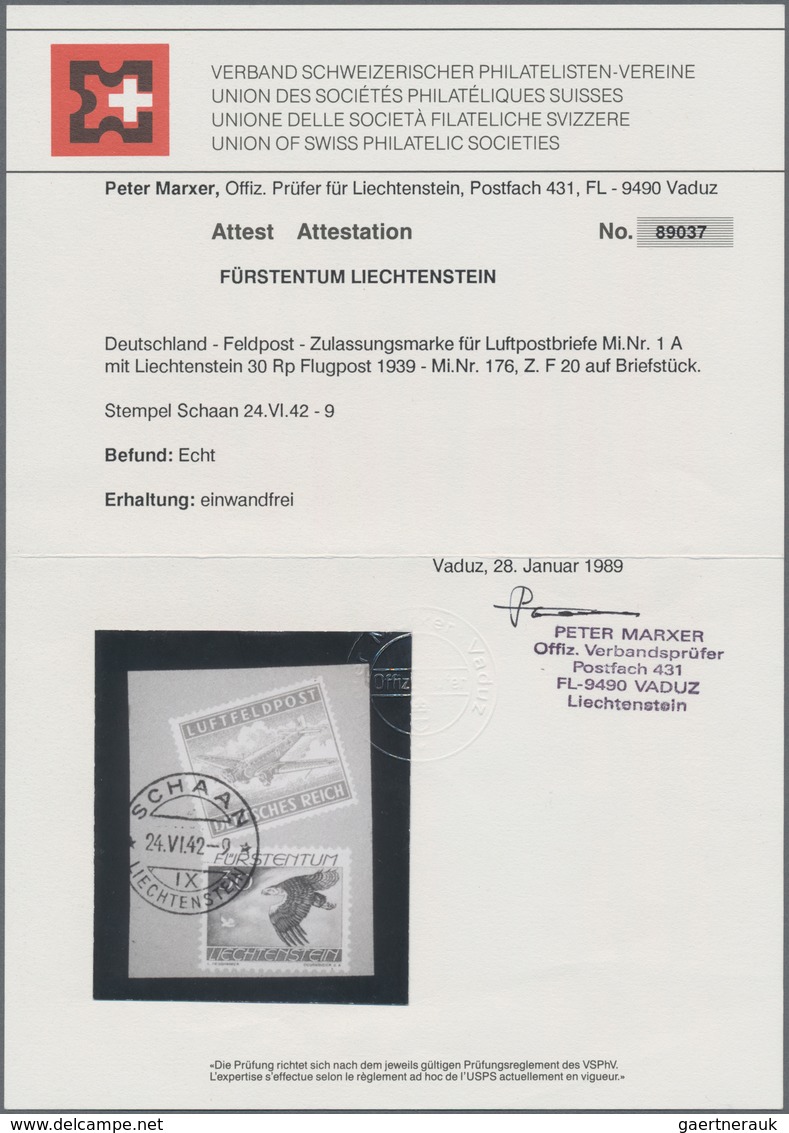 Liechtenstein - Besonderheiten: 1943, Deutsche Feldpost- Zulassungsmarke Für Luftpostbriefe Mit FL 3 - Andere & Zonder Classificatie