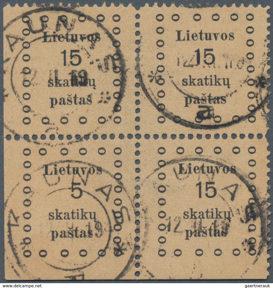 Litauen: 1919, Postage Stamps Kaunas (I), The Very Rare Horizontal. Se-tenant Print "5 Sk+15 Sk" In - Litauen