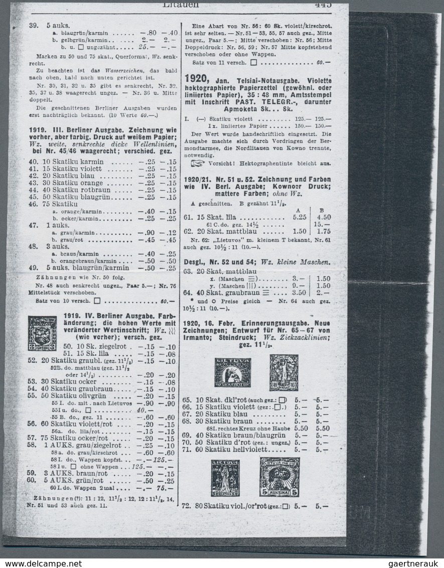 Litauen: 1919, Postage Stamps Kaunas (I), The Very Rare Horizontal. Se-tenant Print "5 Sk+15 Sk" In - Litouwen