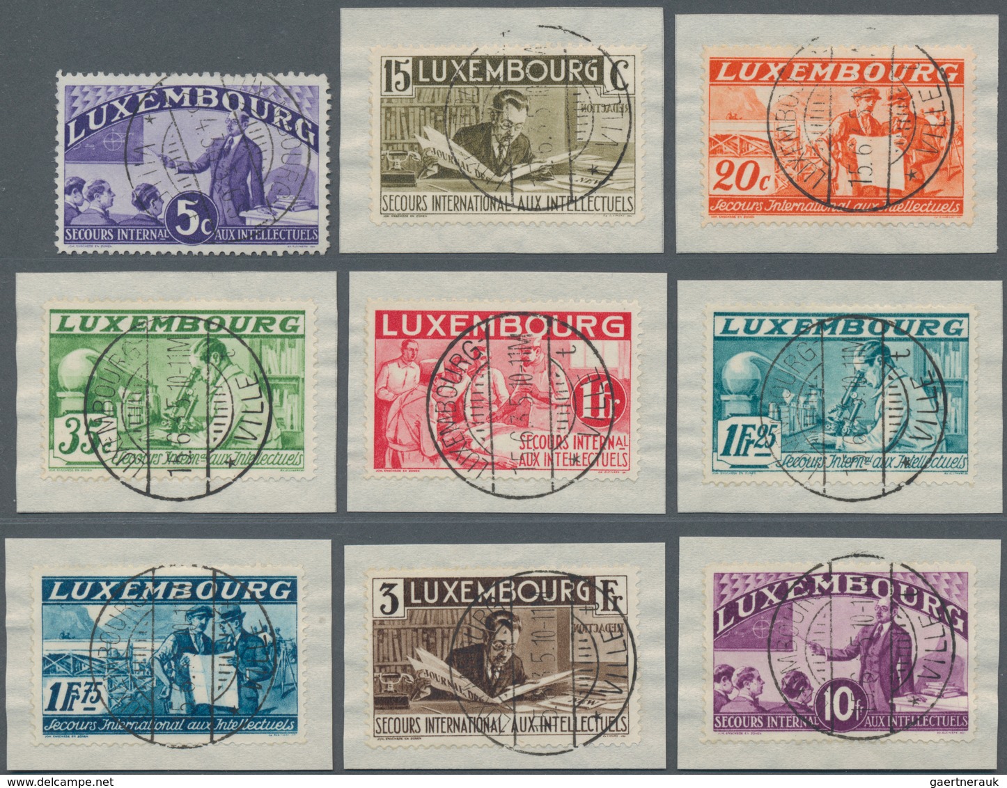 Luxemburg: 1935, Relief Organization For Intellectuals, Unusually Beautiful Small Pieces With Crysta - Other & Unclassified