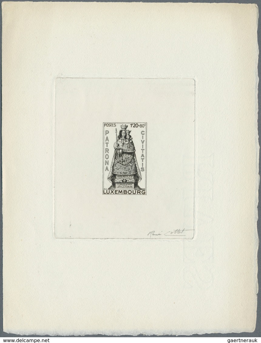 Luxemburg: 1945. Epreuve D'artiste Signée In Black For 1.20f+0.80f Value Of The Issue "Our Lady Of L - Other & Unclassified