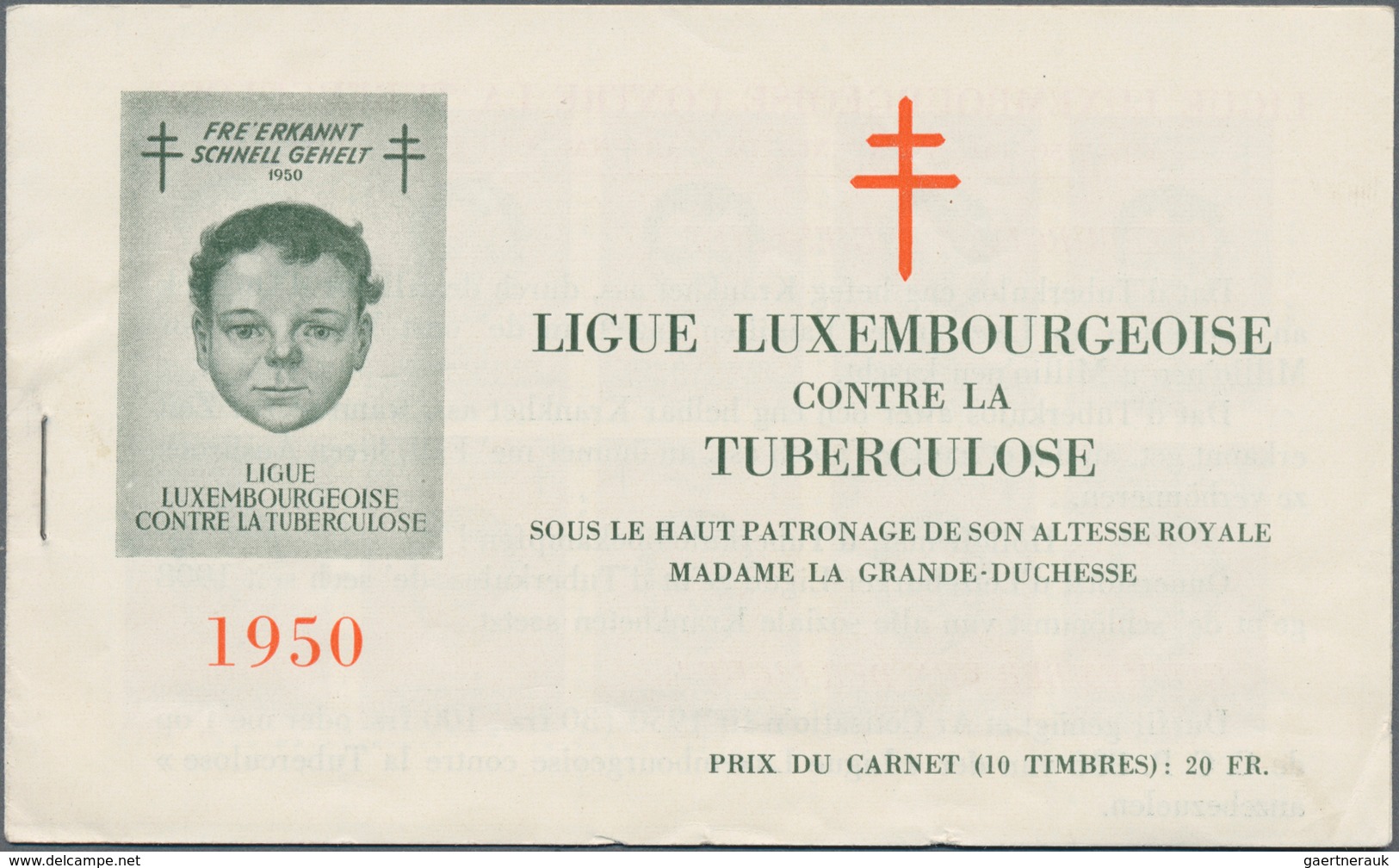 Luxemburg - Besonderheiten: 1950, Zwei Heftchen 'LIGUE LUXEMBOURGEOISE CONTRE LA TUBERCULAOSE' Jewei - Sonstige & Ohne Zuordnung