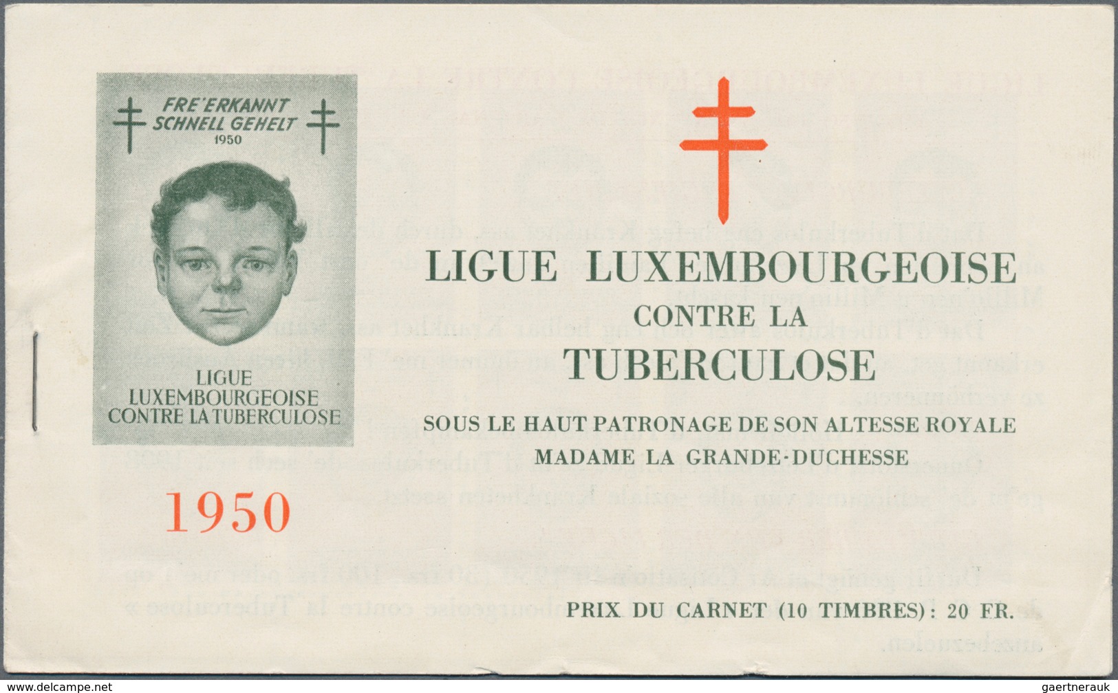 Luxemburg - Besonderheiten: 1950, Zwei Heftchen 'LIGUE LUXEMBOURGEOISE CONTRE LA TUBERCULAOSE' Jewei - Other & Unclassified