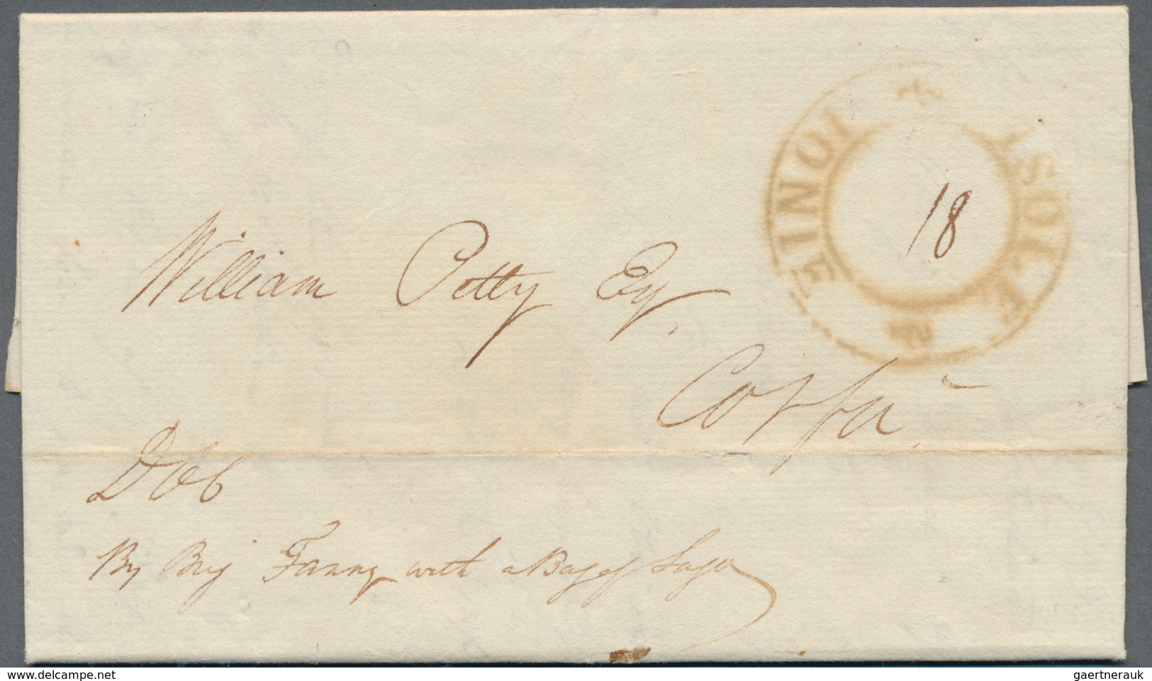 Malta - Vorphilatelie: 1818, Entire Letter From Malta, Dated 14th November 1818, Sent To Corfu, On A - Malta