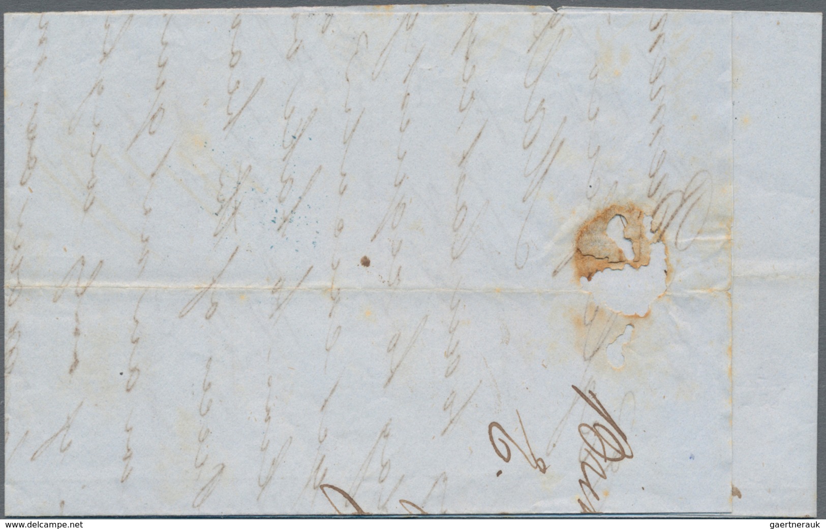 Malta: 1854 Incoming Mail: Unpaid Folded Envelope With Datestamp "BREMEN F THuTAX O.PA 17. MAI 1854" - Malta