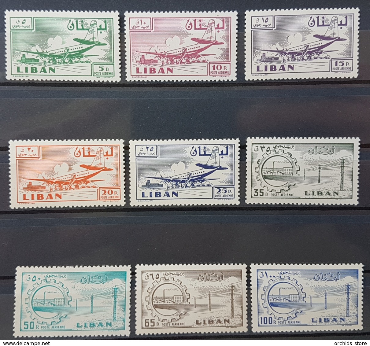 LC- Lebanon Plane At Khalde Airport & Industry Complete Set 9v. MNH - Lebanon