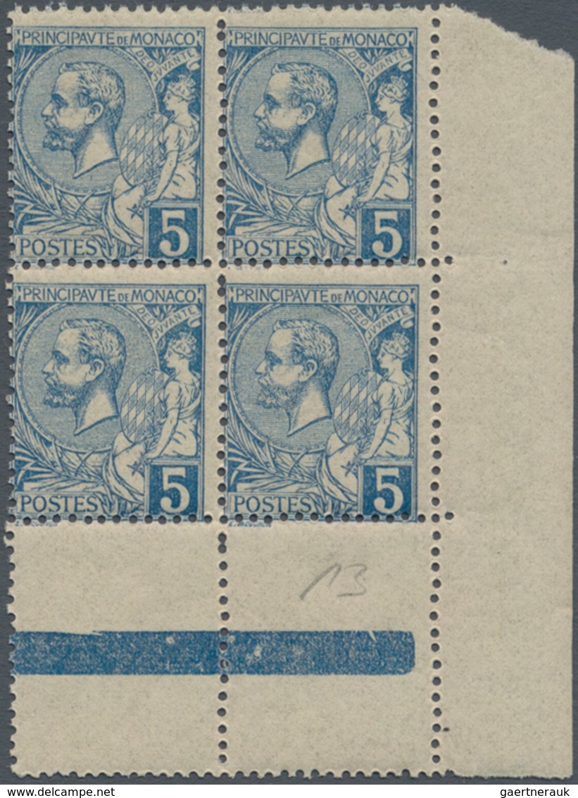 Monaco: 1891, Prince Albert I. 5c. Blue Block Of Four From Lower Right Corner, MNH And Scarce! Mi. € - Ongebruikt