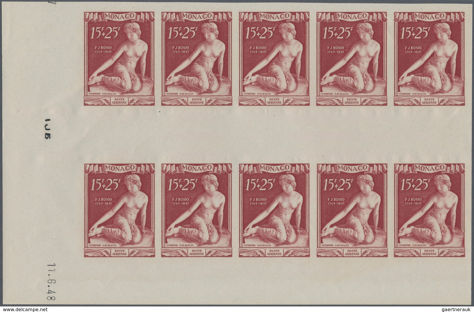 Monaco: 1948, 180th Birthday Of Francois-Joseph Bosio (sculptures) Complete Airmail Set Of Four In I - Ongebruikt