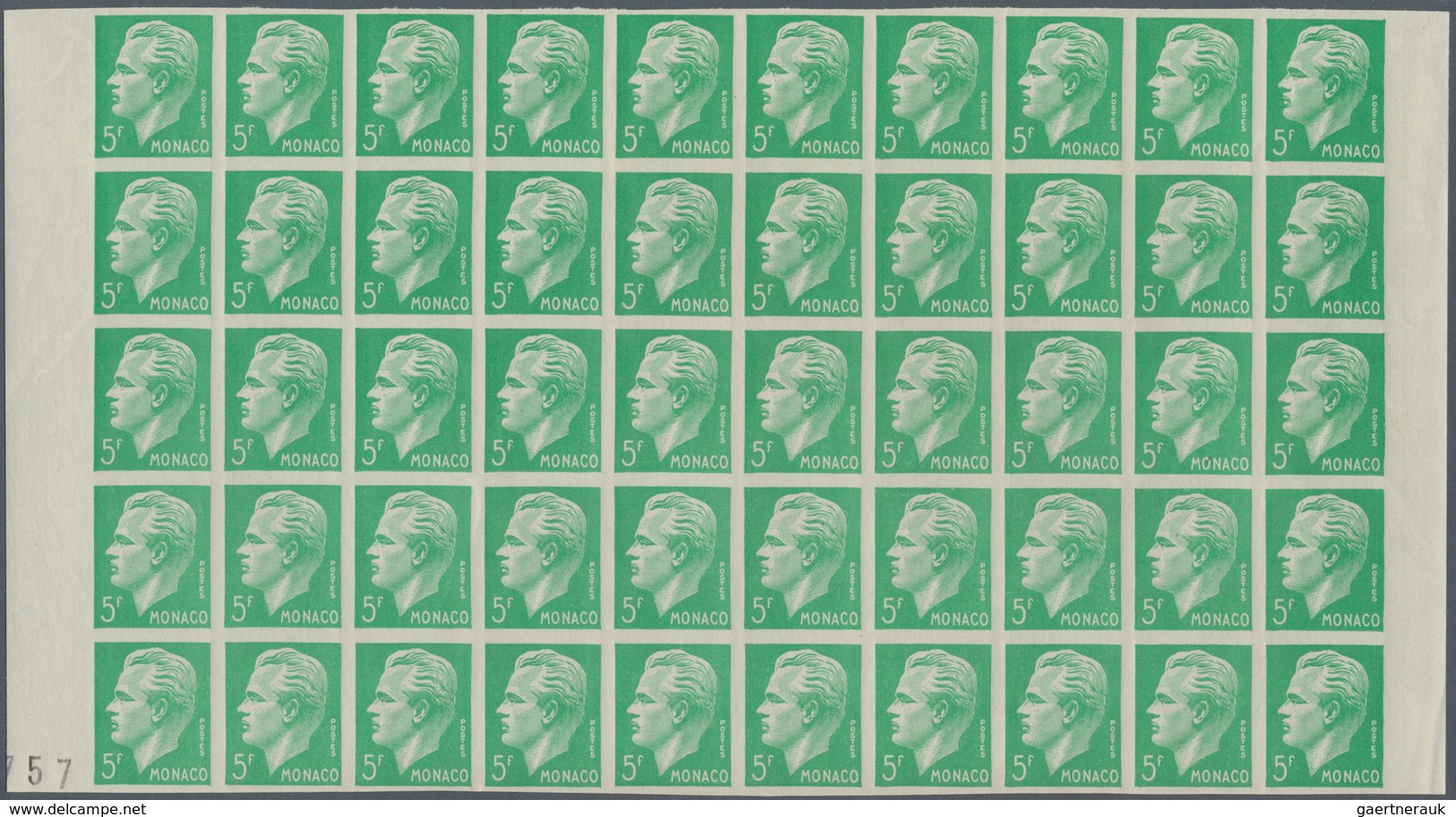 Monaco: 1951, Prince Rainier III. Definitives Set Of Two (smaller Size) 5fr. Yellow-green And 10fr. - Ungebraucht