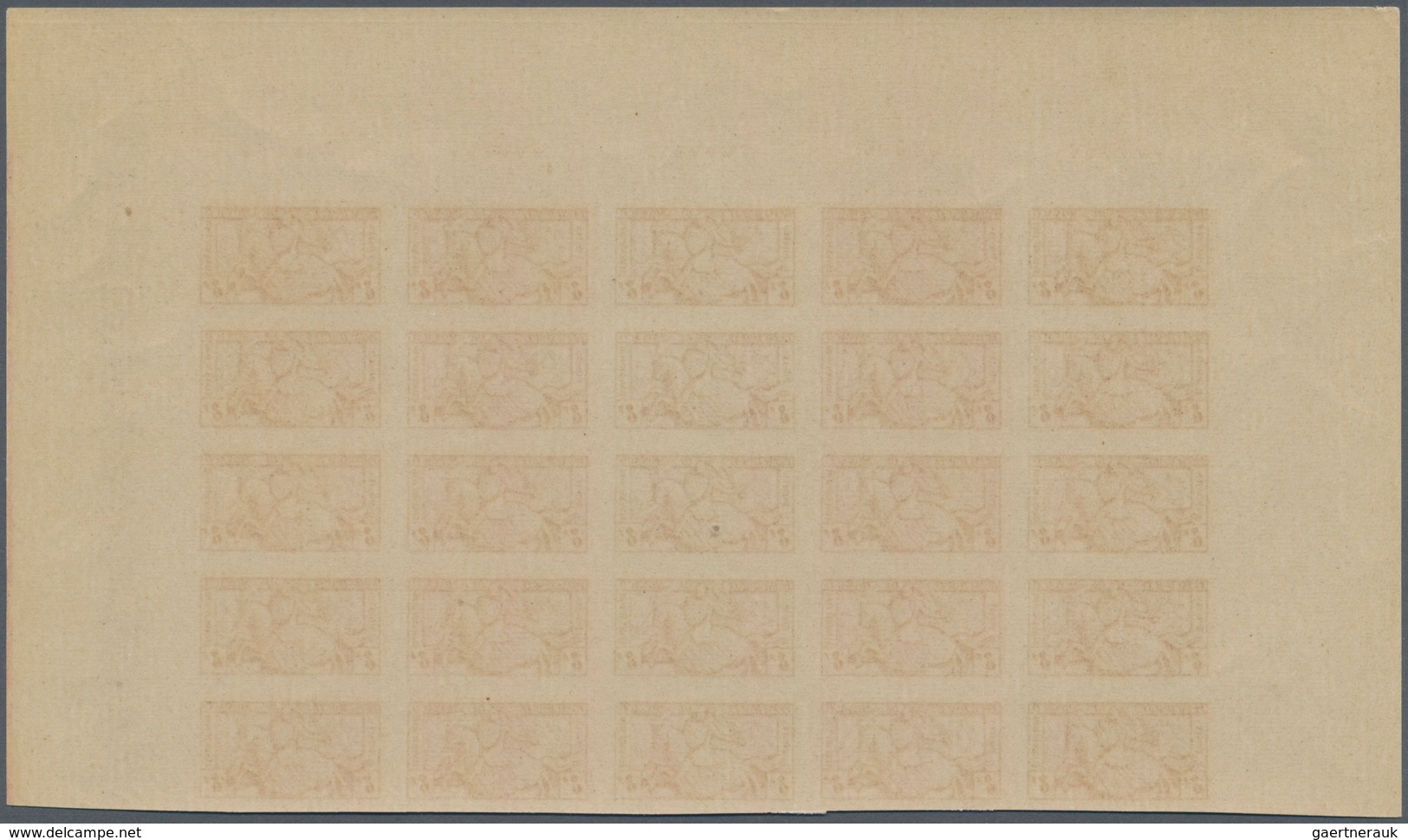 Monaco: 1951, Visiting card stamps complete set of five in IMPERFORATE blocks of 25 from upper margi