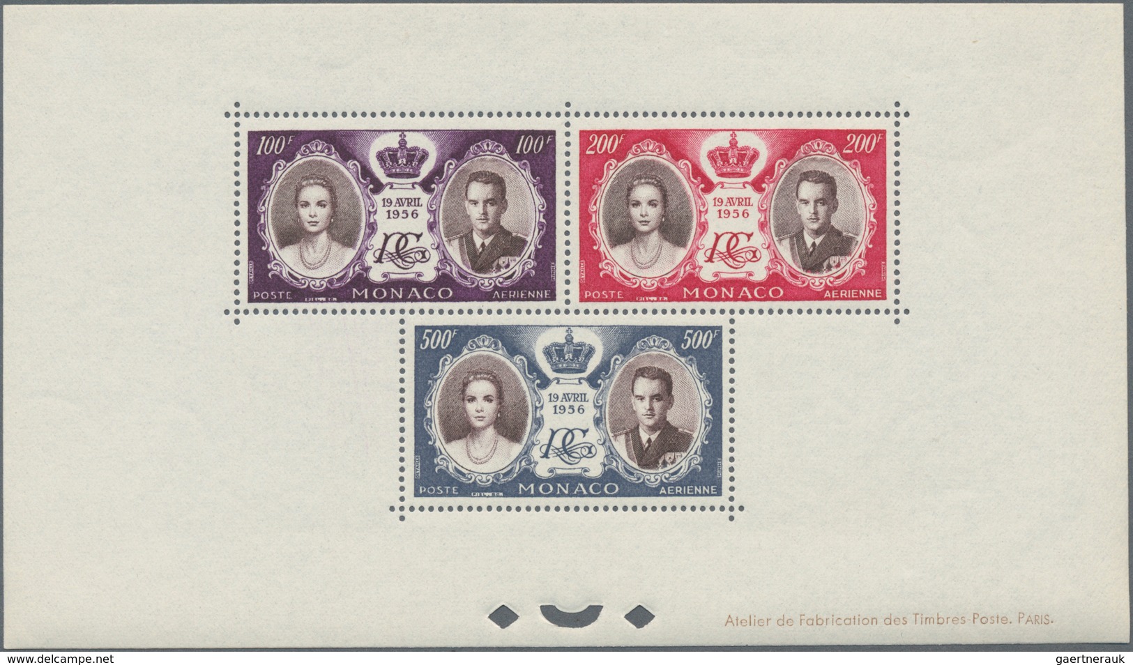 Monaco: 1956, Wedding Of Prince Rainier III. And Grace Kelly Complete Set Of Eight In Two Special Mi - Unused Stamps