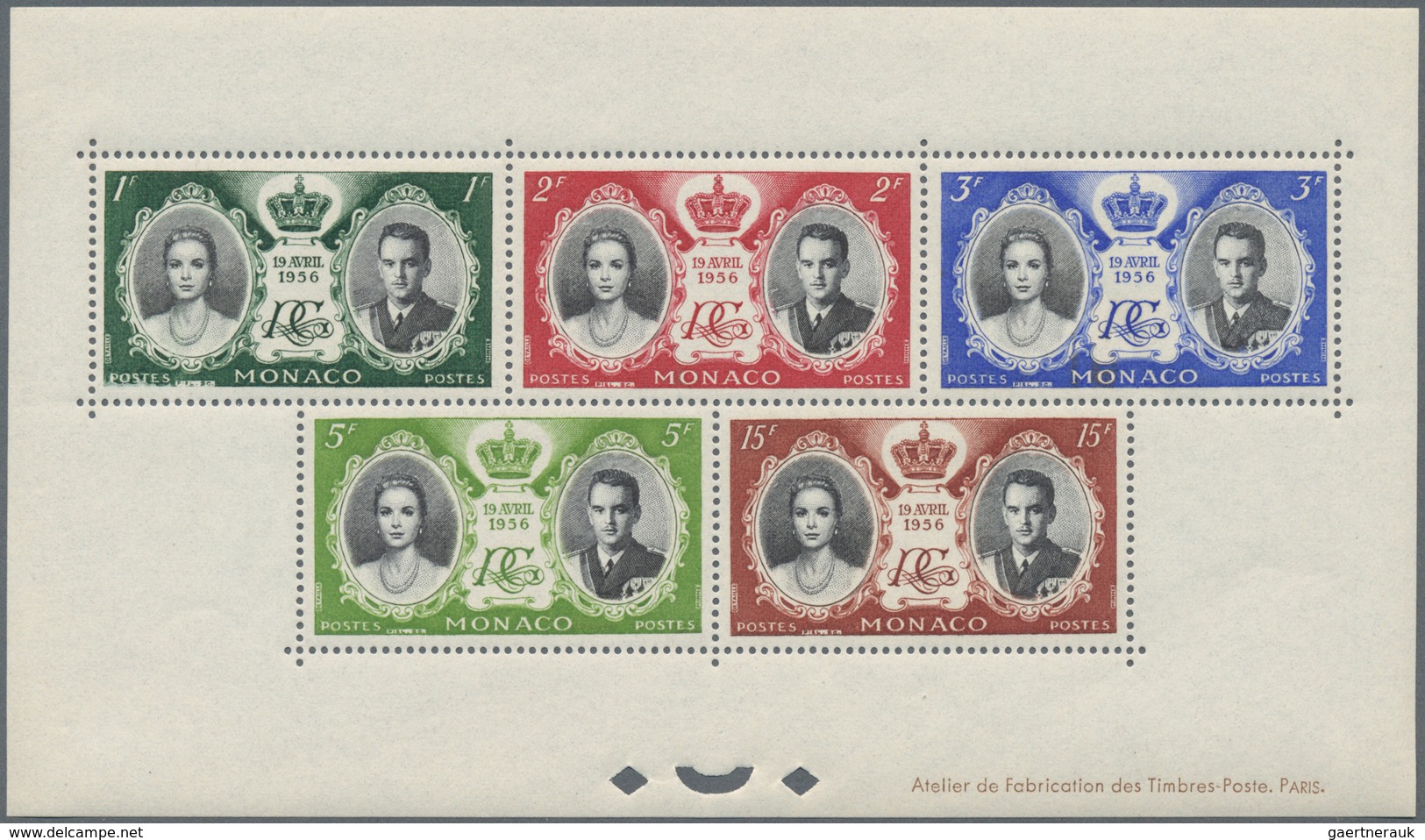 Monaco: 1956, Wedding Of Prince Rainier III. And Grace Kelly Complete Set Of Eight In Two Special Mi - Ongebruikt