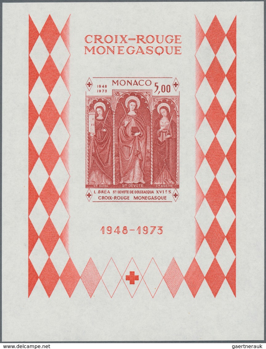 Monaco: 1973, 25 Years Red Cross Of Monaco IMPERFORATE Miniature Sheet, Mint Never Hinged With Oval - Ongebruikt